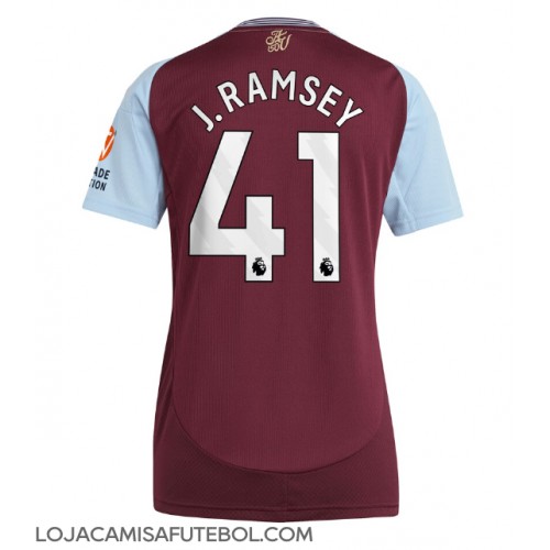 Camisa de Futebol Aston Villa Jacob Ramsey #41 Equipamento Principal Mulheres 2024-25 Manga Curta